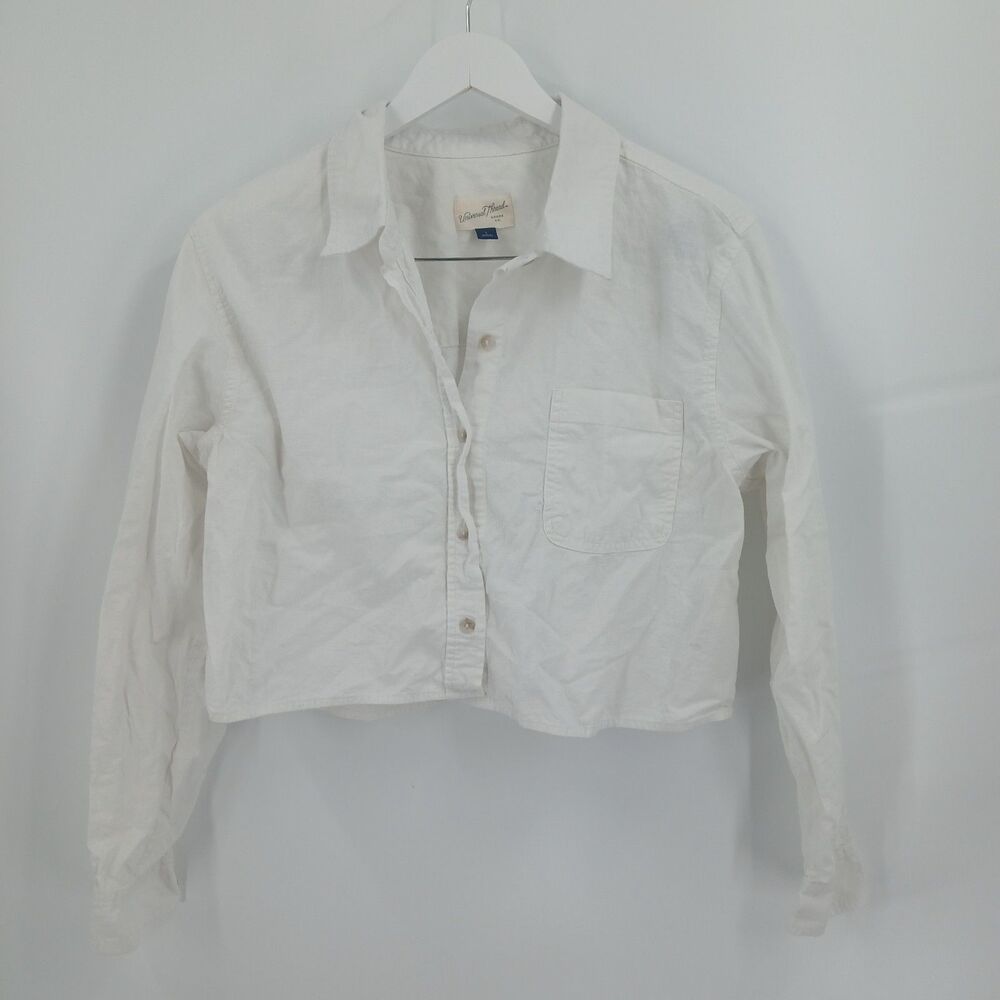 Universal Thread White Denim Jean Jacket Button Front Size large